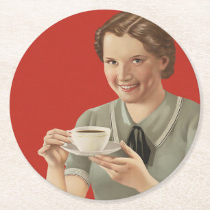 Vintage Kaffeewerbung Runder Pappuntersetzer