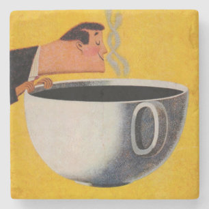 Vintage Kaffeewerbung Steinuntersetzer