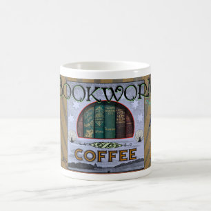VINTAGE KAFFEMARKENKARTE "BOOKWORM" KAFFEETASSE