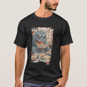 Vintage-Kaiju isst Ramen japanische Grafik Krieger T-Shirt
