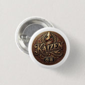 Vintage Kaizen-Emblem Knopf | Kontinuierliche Verb Button (Vorne & Hinten)
