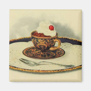 Vintage Kakaochintz-Tasse-Untertasse Viktorianisch Magnet