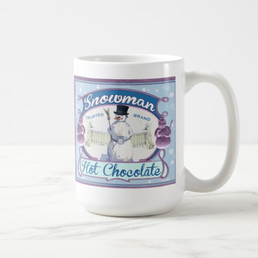 Vintage-Kakaoschokoladen-Etikett Schneemann Tee- o Kaffeetasse (Rechts)