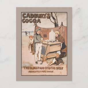 Vintage Kakaowerbung von Cadbury Feiertagspostkarte