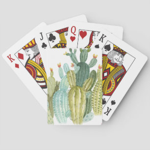 Vintage-Kakteen blühendes Aquarellmuster Spielkarten