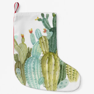 Vintage-Kakteen blühendes Wasserfarbmuster Kleiner Weihnachtsstrumpf