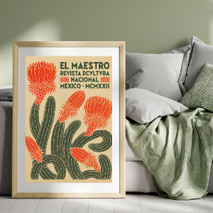 Vintage-Kaktus-Illustration   Mexikanische Plakatk Poster