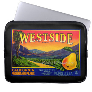 Vintage-Kalifornien-Birnen-Fruchetikett Laptopschutzhülle