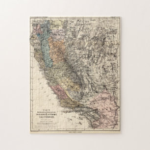 Vintage-Kalifornien-Historische Karte USA Puzzle