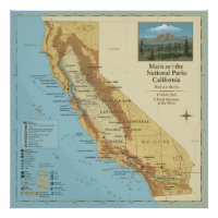 Vintage-Kalifornien-Nationalparks-Kartenkunst