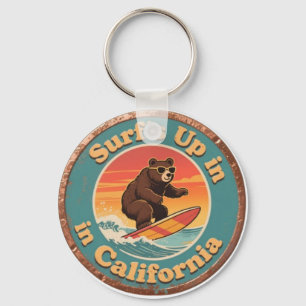 Vintage Kalifornien Surf's Up Surfing Bär Schlüsselanhänger
