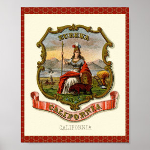 Vintage Kalifornien Wappen Poster