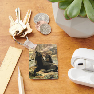 Vintage kalifornische Seelöwen von CE Swan Schlüsselanhänger