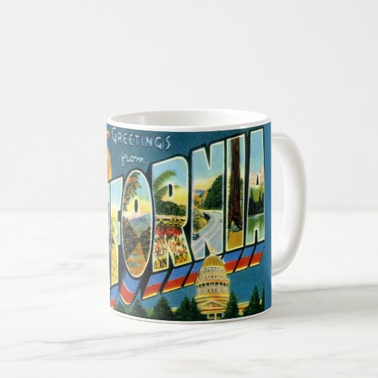 Vintage kalifornische Tasse (VorderseiteRechts)