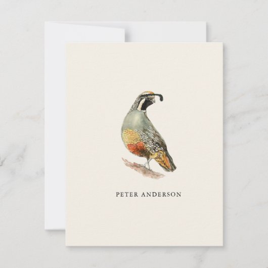 Vintage kalifornische Wachtelkarte Dankeskarte (Vorderseite)