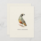 Vintage kalifornische Wachtelkarte Dankeskarte (Vorne/Hinten)