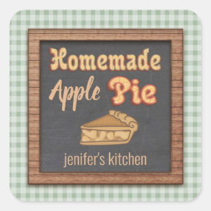 Vintage Kalkplatten Typografie hausgemachte Apfelk Quadratischer Aufkleber