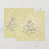 Vintage Kalligrafie Blühe Cake Sq.Einladung Einladung (Vorne/Hinten)