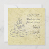 Vintage Kalligrafie Blühe Cake Sq.Einladung Einladung (Rückseite)