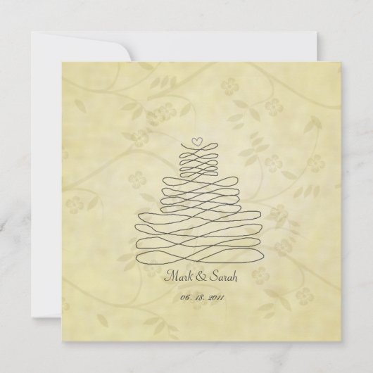 Vintage Kalligrafie Blühe Cake Sq.Einladung Einladung (Vorderseite)