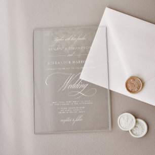 Vintage-Kalligrafie-Elegante Hochzeit Acryleinladungen