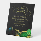 Vintage Kalligrafie Emerald Black Agate Bevorzugun Sockelschild (Vorderseite)