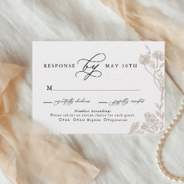 Vintage Kalligrafie Hand gezeichnete Blumenhochzei RSVP Karte