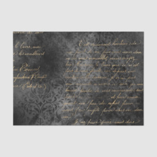 Vintage Kalligrafie in Schwarz und Gold Seidenpapier