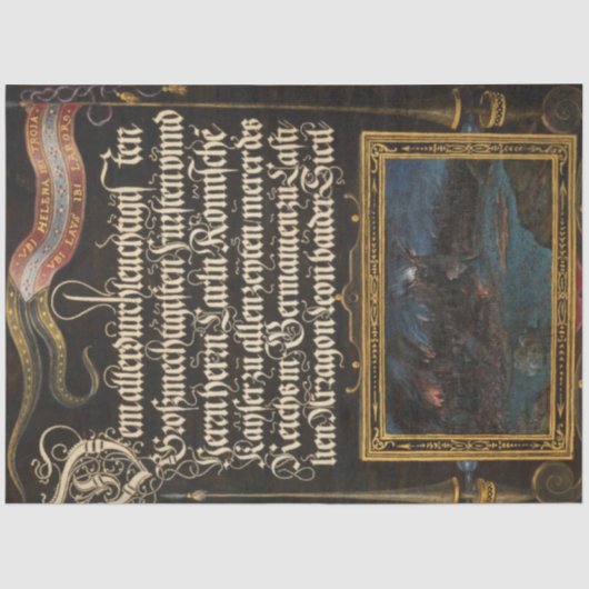 Vintage Kalligrafie und Landschaft Ephemera Dekoup Seidenpapier (Vorderseite)