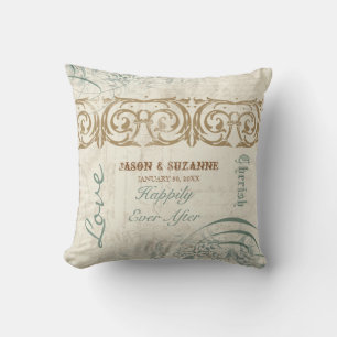 Vintage Kalligraphie Blühte Swirl Etched Collage Kissen