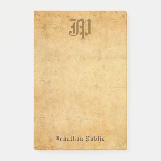 Vintage Kalligraphie-Monogramm-Vorlage Post-it Klebezettel (Vorderseite)