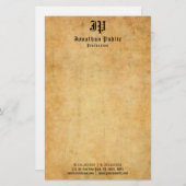 Vintage Kalligraphierte Monogramm-Vorlage Briefpapier (Vorne/Hinten)