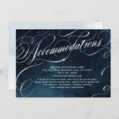 Vintage Kalligraphieunterkunft in Glam navy Begleitkarte (Vorne/Hinten)