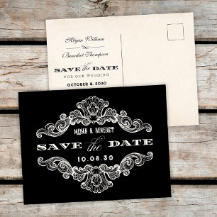 Vintage kalligraphische Hochzeit Postkarte