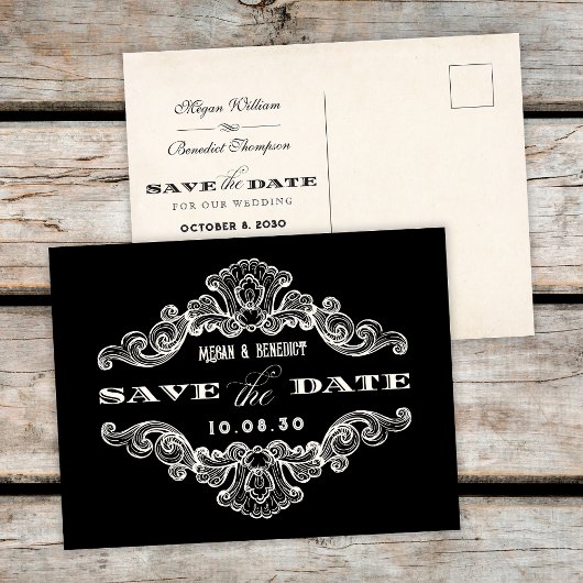 Vintage kalligraphische Hochzeit Postkarte