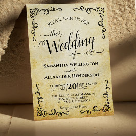 Vintage kalligraphische Imitate Parchment Hochzeit Einladung