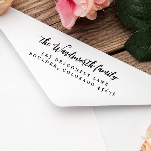 Vintage kalligraphische Rücksendeadresse Permastempel