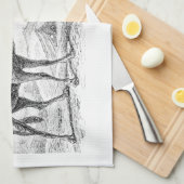 Vintage Kamel-Illustration - Retro antike Kamele Küchentuch (Viertel Falte)