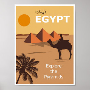 Vintage-Kamel-Pyramide-Ägypten-Reiseposter Poster