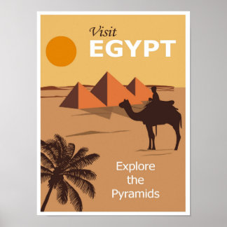 Vintage-Kamel-Pyramide-Ägypten-Reiseposter Poster