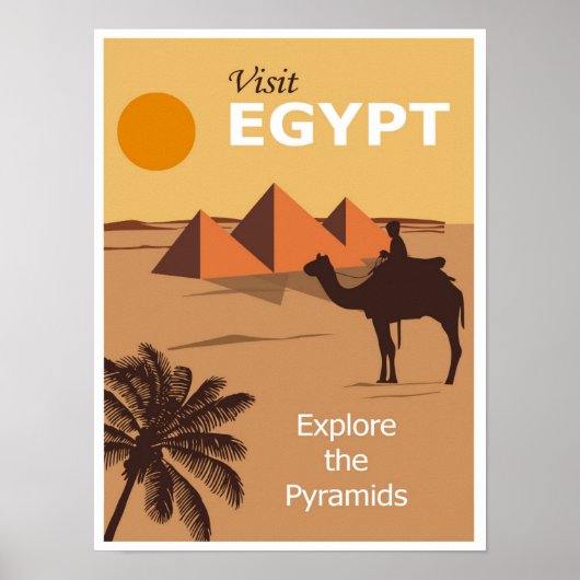 Vintage-Kamel-Pyramide-Ägypten-Reiseposter Poster (Vorne)