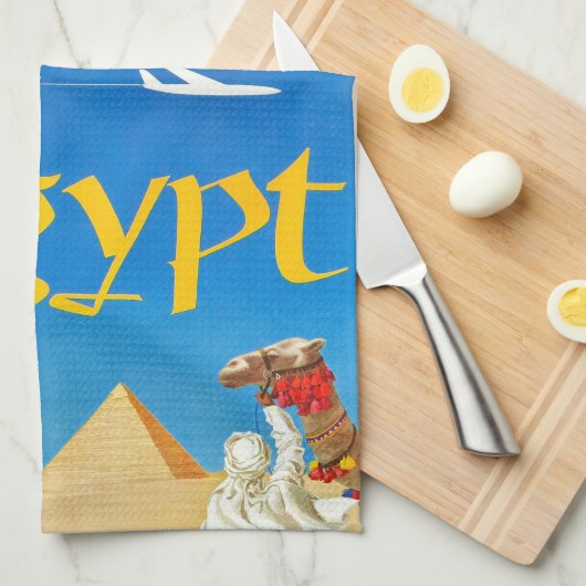 Vintage Kamel- und Pyramiden Geschirrtuch (Viertel Falte)