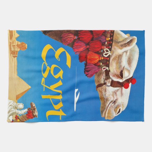 Vintage Kamel- und Pyramiden Geschirrtuch (Horizontal)