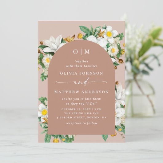 Vintage Kamelie. Blütenrosa Blumenzarge QR Einladung (Stehend Vorderseite)