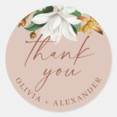 Vintage Kamelie. Hellrosa Hochzeit danke Runder Aufkleber (Vorderseite)