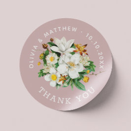 Vintage Kamelie. Hellrosa Hochzeit danke Runder Aufkleber