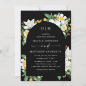 Vintage Kamelie. Schwarzer Bogen Einladung (Vorderseite)