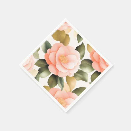 Vintage Kamelien-Blume Serviette (Ecke)