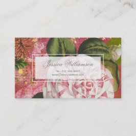 Vintage Kamelien-Collage Visitenkarte