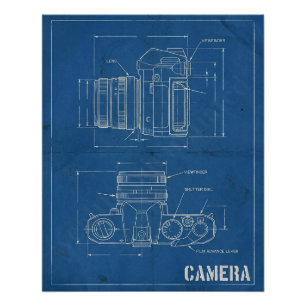 Vintage-Kamera-Blueprint – Retro-Wandkunst Poster